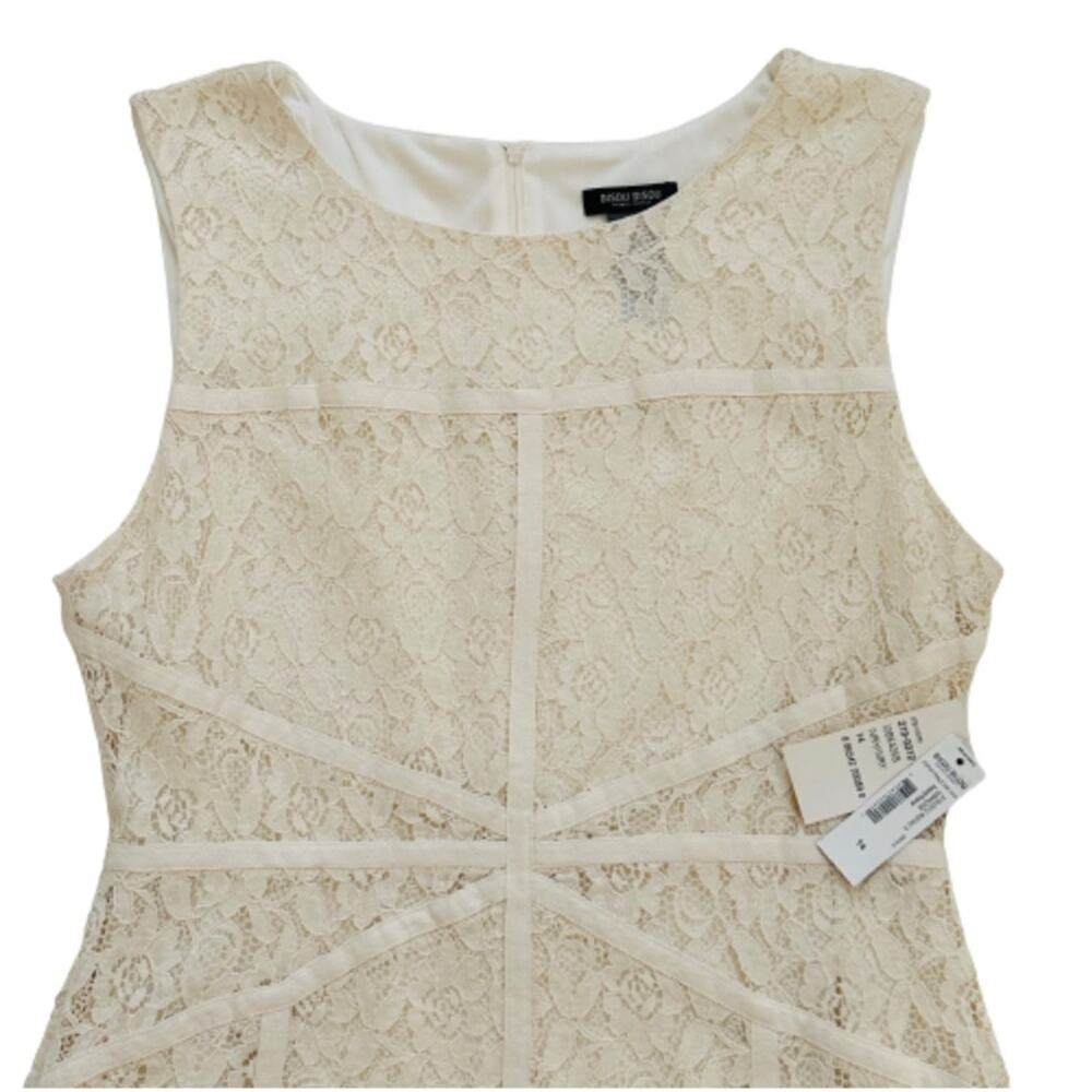 Bisou Bisou Dress Cream Floral Lace Overlay Ribbon Sleeveless Mini Size 14 NEW - Picture 8 of 12